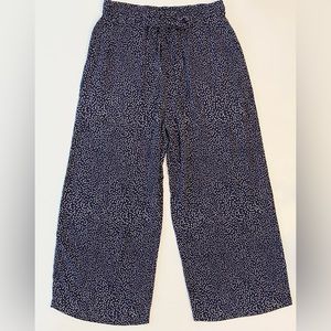 & And Other Stories Wide Leg Pants Cropped Ankle Polka Dot Speckled Navy Blue 6
